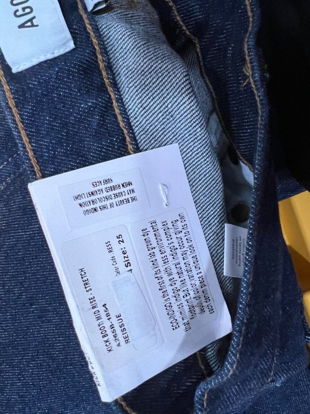 Agolde Mid Rise Kick Boot Comfort Stretch Sz 25 Flare Reissue Indigo Blue Jeans - Picture 7 of 7